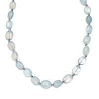 Aquamarine 70.00 ctw Beaded Necklace 18 Inches in Rhodium Over Sterling Silver