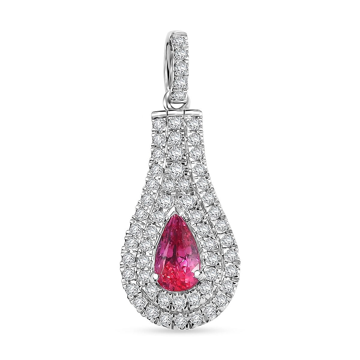 Certified & Appraised Rhapsody AAAA Padparadscha Sapphire and E-F VS2 Diamond 1.37 ctw Pendant without Chain in 950 Platinum 4.25 Grams