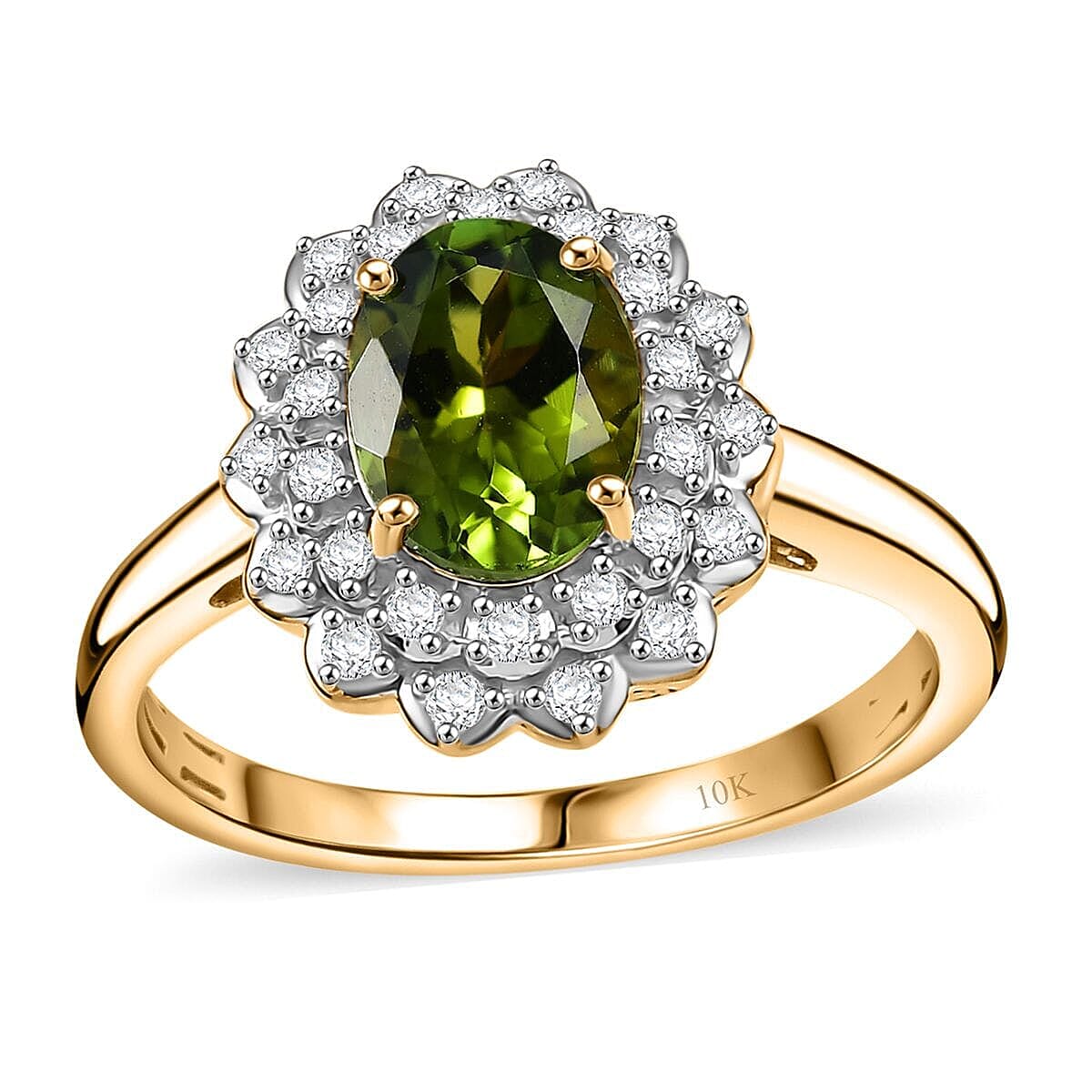 Luxoro AAA Aricanga Tourmaline and G-H I2 Diamond 1.42 ctw Ring in 10K Yellow Gold (Size 10.0)