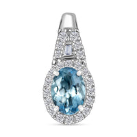 Luxoro AAA Santa Maria Aquamarine and Diamond I2 1.10 ctw Pendant without Chain in 10K White Gold