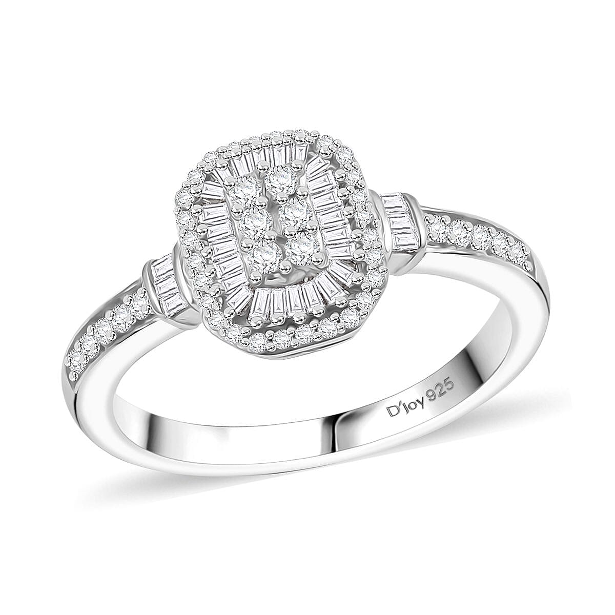 White Diamond Ring in Rhodium Over Sterling Silver (Size 7.0) 0.35 ctw