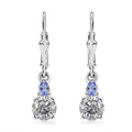 D'Joy Moissanite and Tanzanite 1.85 ctw Lever Back Earrings in Rhodium Over Sterling Silver - Sticky add to cart bar
