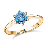 Luxuriant Lab Grown Blue Diamond VS 1.10 ctw Ring in Vermeil Yellow Gold Over Sterling Silver