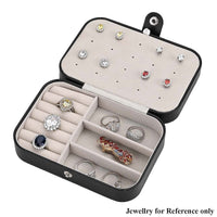 Black Faux Leather Jewelry Box with Zipper Closure (6.75"x4.5"x2") and 20pcs Anti Tarnish Silver Polishing Clean Cloth