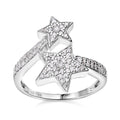 Blue Diamond (IR) Bypass Star Ring in Platinum Over Sterling Silver (Size 10.0) 0.50 ctw - Sticky add to cart bar