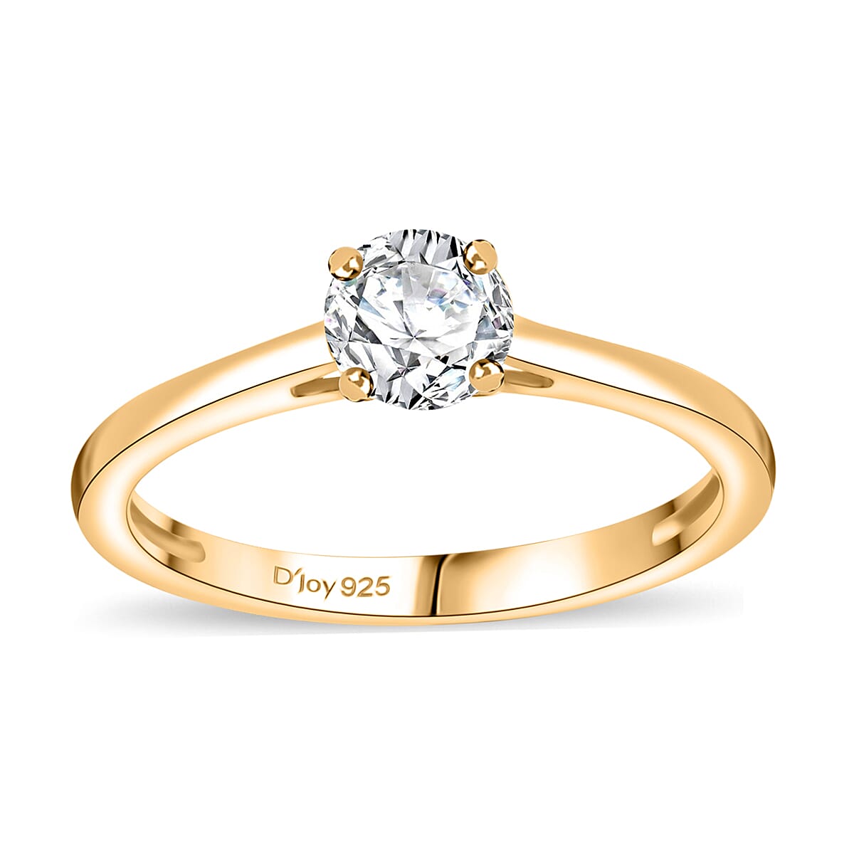 Moissanite 0.40 ctw Solitaire Ring in 18K Vermeil Yellow Gold Over Sterling Silver