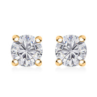 100 Facets Moissanite Solitaire Stud Earrings in Rhodium Over Sterling Silver 1.25 ctw