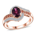 AAA Radiant Ember Garnet, Padparadscha Sapphire (BT), Diamond Ring in 18K Vermeil RG Over Sterling Silver (Size 7.0) 2.00 ctw - Sticky add to cart bar