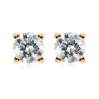 Moissanite (Rnd 5mm) Solitaire Stud Earrings in 18K Vermeil YG Over Sterling Silver 0.85 ctw
