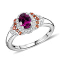 AAA Radiant Ember Garnet, Multi Gemstone Ring in Rhodium Over Sterling Silver (Size 7.0) 1.40 ctw - Sticky add to cart bar