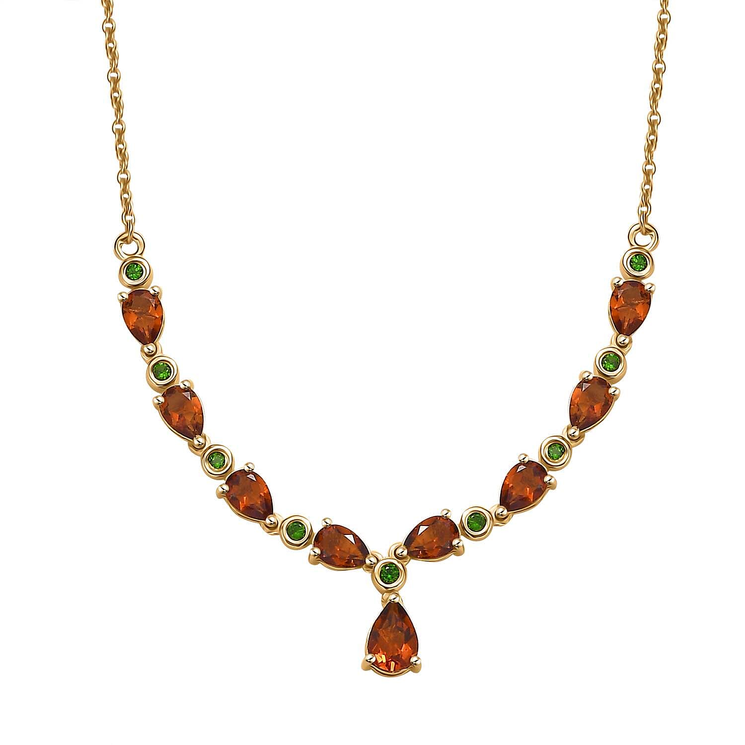 D'Joy Premium Santa Ana Madeira Citrine and Chrome Diopside 3.90 ctw Drop Necklace in 18K Vermeil Yellow Gold Over Sterling Silver 18-20 Inches
