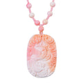 Pink Conch Shell Carved Phoenix Pendant with Beaded Knotted Necklace (18-20 Inches) in YG Over Sterling Silver 185.00 ctw - Sticky add to cart bar