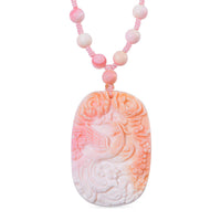 Pink Conch Shell Carved Phoenix Pendant with Beaded Knotted Necklace (18-20 Inches) in YG Over Sterling Silver 185.00 ctw