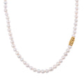 White Anhui Pearl Necklace with Dragon Charm in 14K Yellow Gold Over Sterling Silver 20 Inches - Sticky add to cart bar