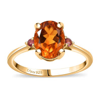 Premium Santa Ana Madeira Citrine, Ouro Fino Rubellite Ring in 18K Vermeil YG Over Sterling Silver (Size 10.0) 1.85 ctw