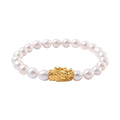 White Anhui Pearl Stretch Bracelet with Dragon Charm in 14K Yellow Gold Over Sterling Silver (6.5-7.0In) - Sticky add to cart bar