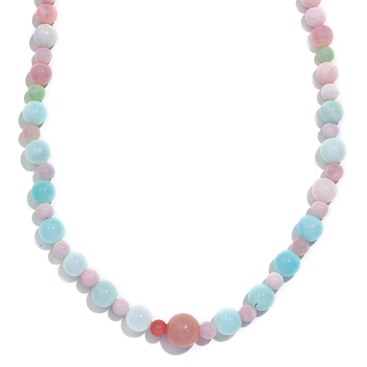 Multi Opal 70.00 ctw Beaded Necklace in Stainless Steel 18-20 Inches