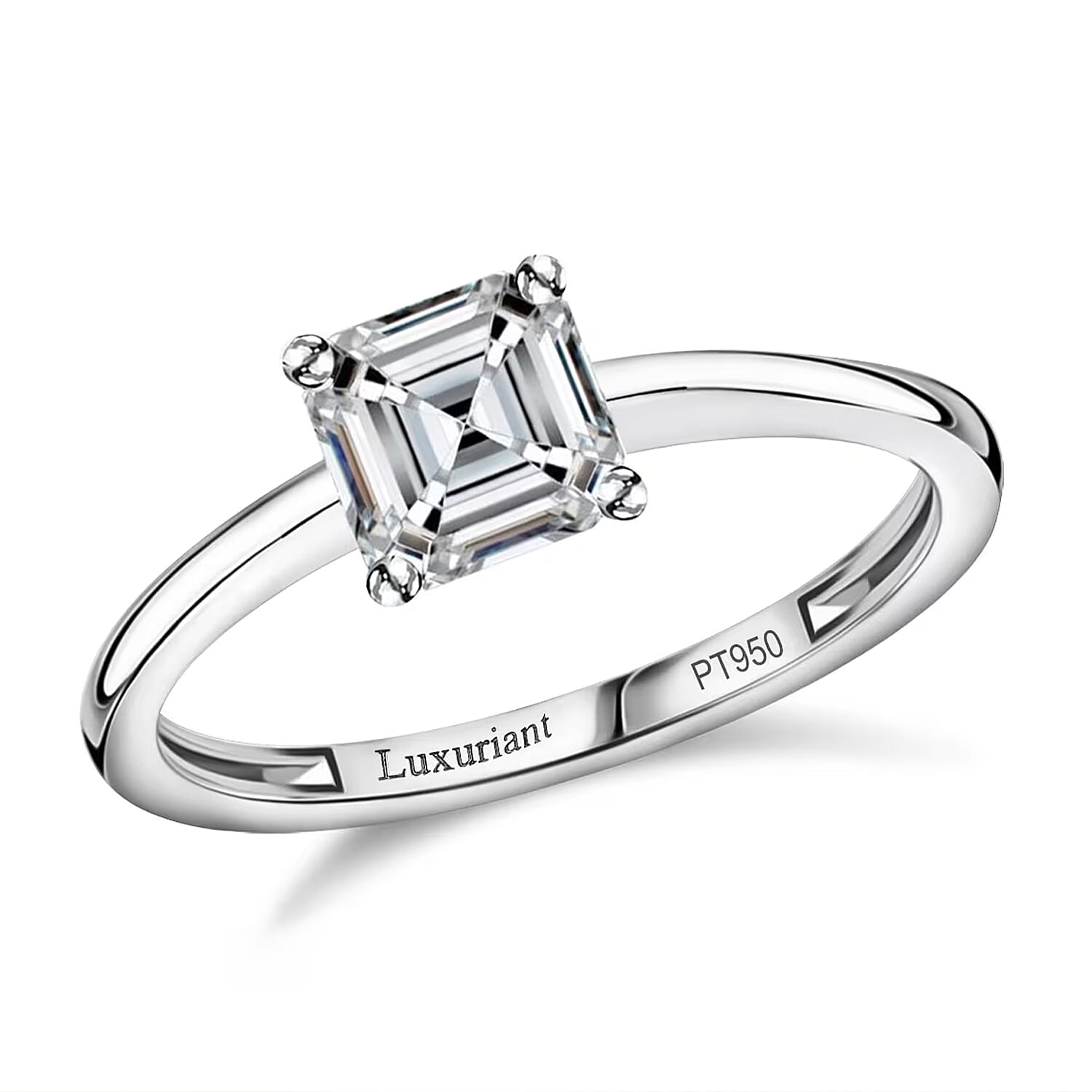 SGL Certified 950 Platinum Asscher Cut Luxuriant Lab Grown Diamond (E-F, VS) Ring (Size 8.0) 2.00 ctw