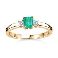 Luxoro Premium Boyaca Colombian Emerald and G-H I2 Diamond 0.60 ctw Ring in 10K Yellow Gold (Size 9.0)