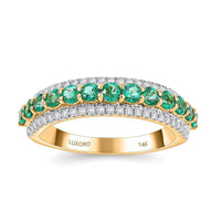 Luxoro AAA Boyaca Colombian Emerald and G-H I2 Diamond 1.10 ctw Ring in 14K Yellow Gold