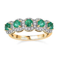 Luxoro AAA Boyaca Colombian Emerald and G-H I2 Diamond 1.50 ctw Ring in 14K Yellow Gold