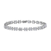 Asscher Cut Moissanite 13.85 ctw Link Bracelet in 10K White Gold (6.00 In) 4 Grams
