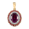 Certified & Appraised Luxoro AAA Radiant Ember Garnet, Padparadscha Sapphire, I2 Diamond 2.72 ctw Pendant in 10K Yellow Gold - Sticky add to cart bar