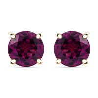 Certified & Appraised Luxoro AAA Radiant Ember Garnet 2.00 ctw Solitaire Stud Earrings in 10K Yellow Gold