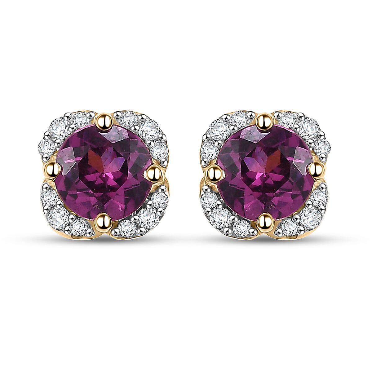 Luxoro AAA Radiant Ember Garnet and G-H I2 Diamond 1.27 ctw Earrings in 10K Yellow Gold