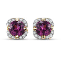 Luxoro AAA Radiant Ember Garnet and G-H I2 Diamond 1.27 ctw Earrings in 10K Yellow Gold