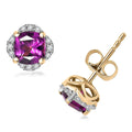 Certified & Appraised Luxoro AAA Radiant Ember Garnet and G-H I2 Diamond 1.43 ctw Earrings in 10K Yellow Gold - Sticky add to cart bar