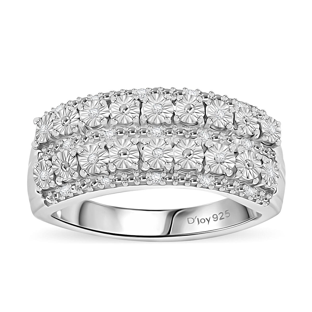 Diamond Ring in Rhodium Sterling Silver (Size 10.0) 0.10 ctw