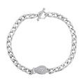 White Austrian Crystal Curb Chain Buckle Necklace in Sterling Silver 20 Inches - Sticky add to cart bar