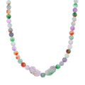 Multi Jade (D) 490.00 ctw Carved Pixiu with Beaded Necklace in Rhodium Over Sterling Silver 20 Inches - Sticky add to cart bar