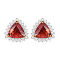 Luxoro AAA Padparadscha Sapphire (BT) and G-H I2 Diamond 2.25 ctw Trillion Halo Earrings in 14K Yellow Gold - Sticky add to cart bar
