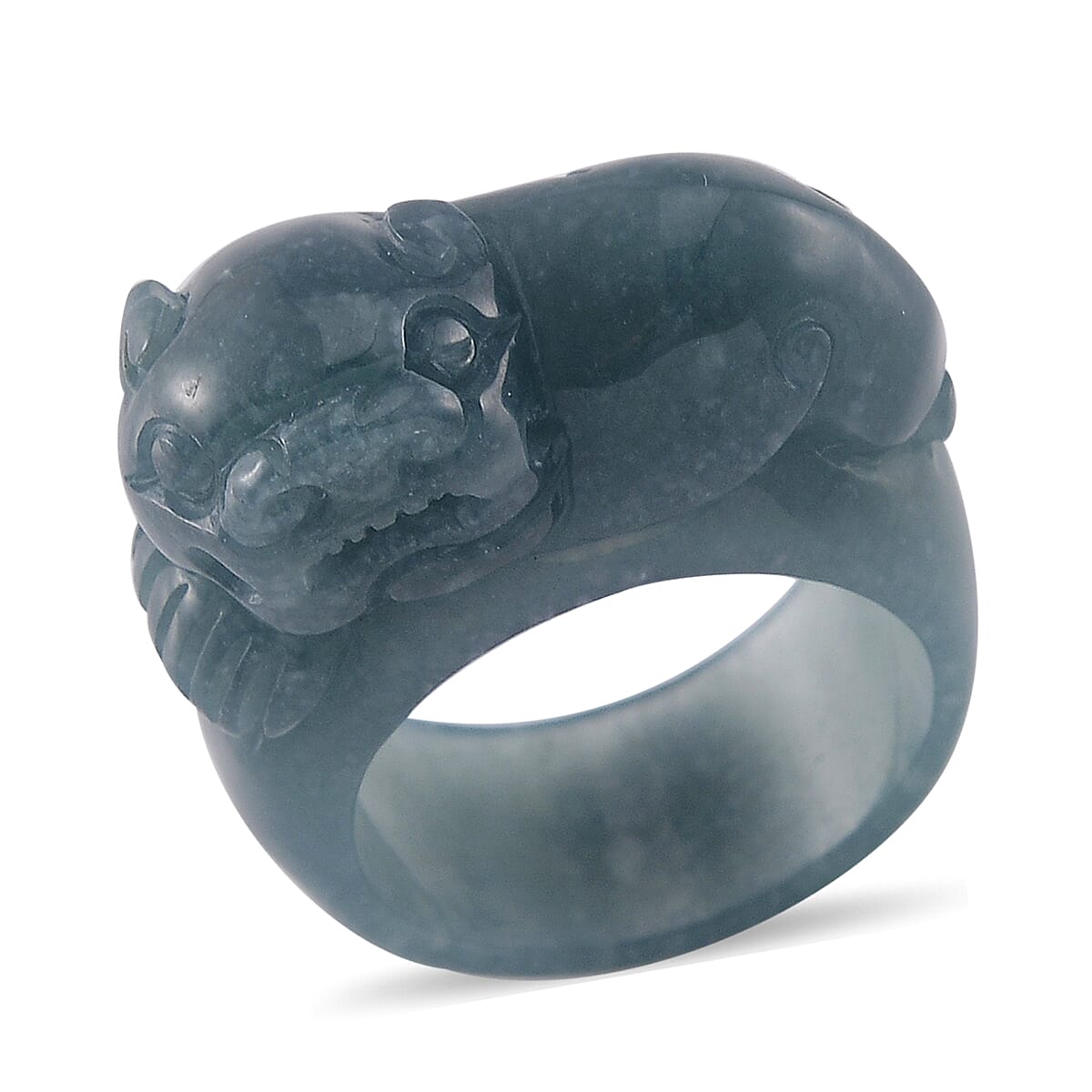 Natural Olmec Jadeite Carved Pixiu Band Ring (Size 10.0) 60.00 ctw