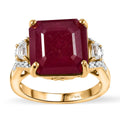 Premium Niassa Ruby (FF), White Zircon Ring in 18K Vermeil YG Over Sterling Silver (Size 10.0) 14.30 ctw - Sticky add to cart bar