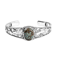 D'Joy Artisan Crafted Blue Horizon Turquoise 12.10 ctw Kokopelli Cuff Bracelet in Sterling Silver