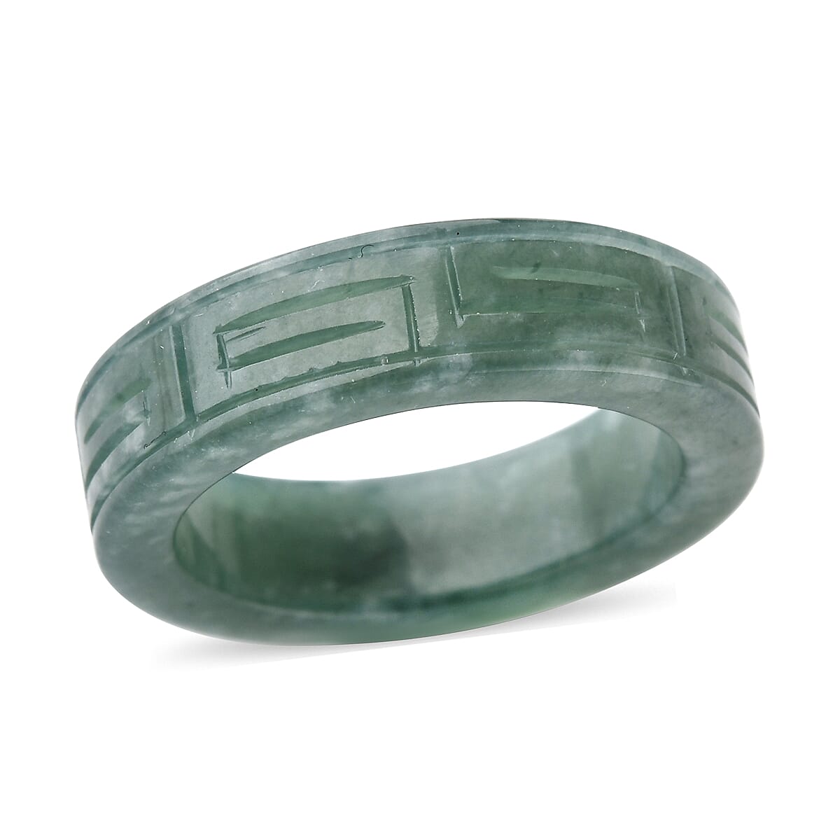Natural Olmec Jadeite Carved Band Ring (Size 10.0) 35.00 ctw