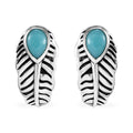 D'Joy Indian Artisan Crafted Sleeping Beauty Turquoise 1.10 ctw Feather Earrings in Black Oxidized Sterling Silver - Sticky add to cart bar