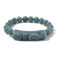 Natural Olmec Jadeite 200.00 ctw Carved Dragon and Beaded Stretch Bracelet - Sticky add to cart bar