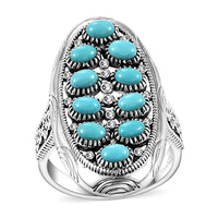 Artisan Crafted Lagoon Turquoise 1.90 ctw Fancy Ring in Sterling Silver (Size 10.0)