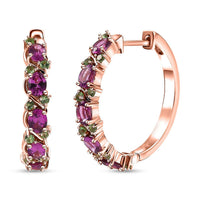 D'Joy AAA Radiant Ember Garnet and Tsavorite Garnet 3.10 ctw Petals Vine Earrings in 18K Vermeil Rose Gold Over Sterling Silver