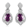 D'Joy AAA Radiant Ember Garnet and White Zircon 1.40 ctw Art Deco Earrings in Rhodium Over Sterling Silver - Sticky add to cart bar