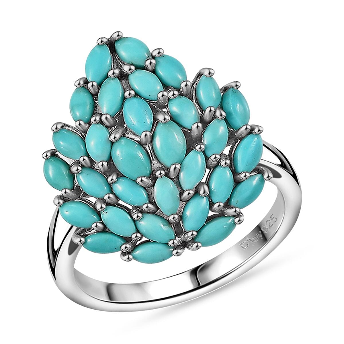 Lagoon Turquoise 3.50 ctw Ring in Rhodium Over Sterling Silver (Size 8.0)