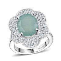 Grandidierite, White Zircon Ring in Rhodium Over Sterling Silver (Size 6.0) 4.90 Carat Total Weight