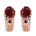 Karis Norwegian Thulite and Orissa Rhodolite Garnet 6.25 ctw J-Hoop Earrings in 18K RG Plated and Platinum Bond - Sticky add to cart bar