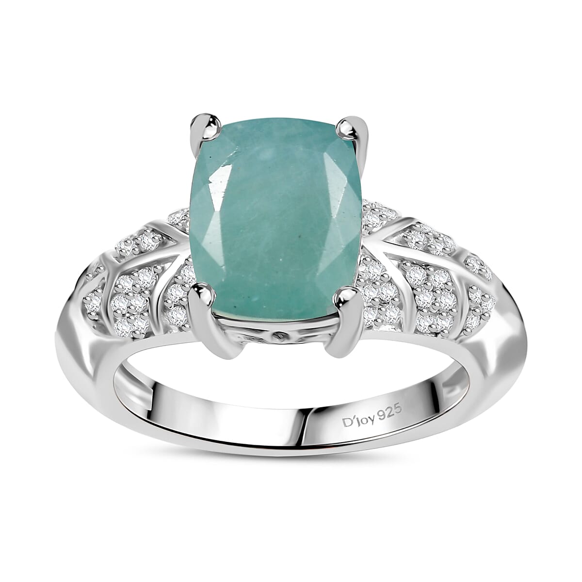 Grandidierite, White Zircon Ring in Rhodium Over Sterling Silver (Size 7.0) 3.75 Carat Total Weight