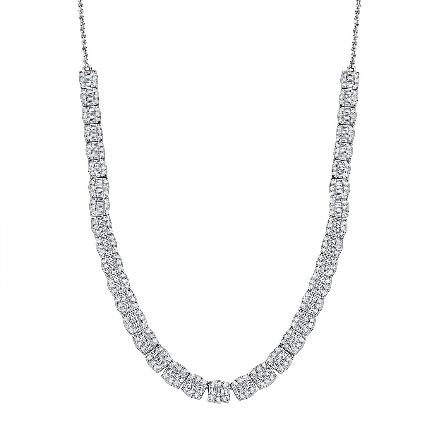 Diamond 4.00 ctw Necklace in Rhodium Over Sterling Silver 18-20 Inches