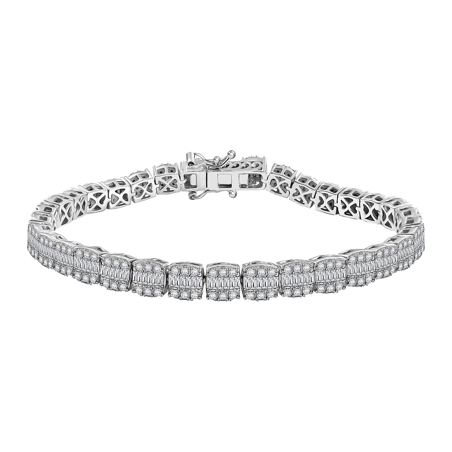 Diamond 4.00 ctw Tennis Bracelet in Rhodium Over Sterling Silver (7.25 In)
